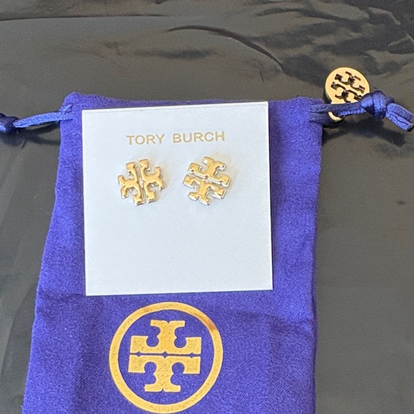 Tory Burch Accessories - Tory Burch Two-Tone Gold & Silver Logo Stud Earrings